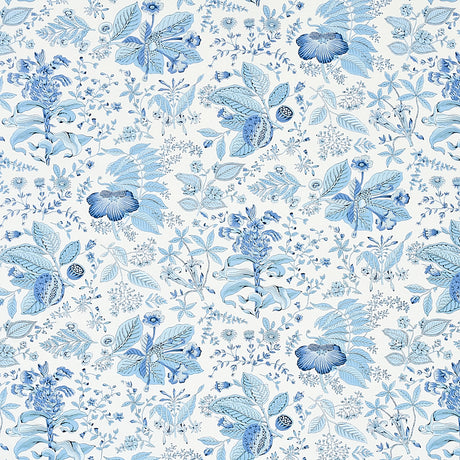 Schumacher Pomegranate Botanical Blue Fabric - Eade's Wallpaper