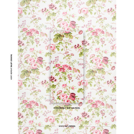 Schumacher Salisbury Chintz Garnet Fabric - Eade's Wallpaper
