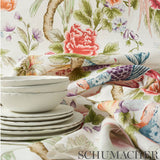 Schumacher Majestic Garden Rose & Celadon Fabric - Eade's Wallpaper