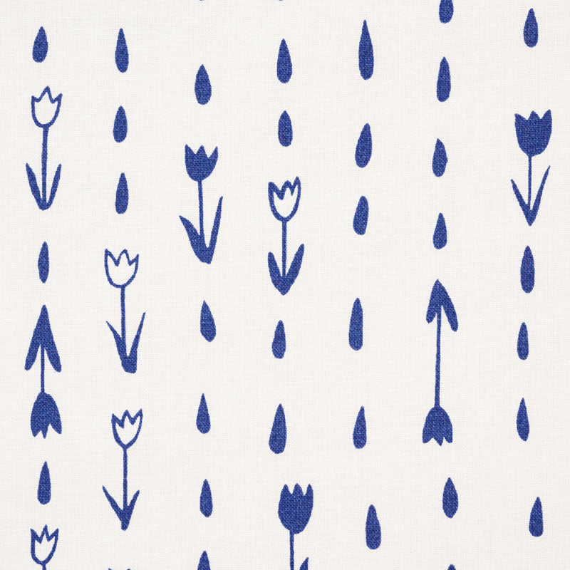 Schumacher Tulip Parade Navy Fabric - Eade's Wallpaper