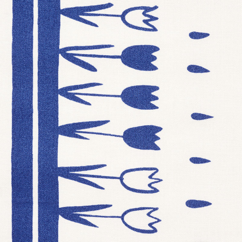 Schumacher Tulip Parade Navy Fabric - Eade's Wallpaper