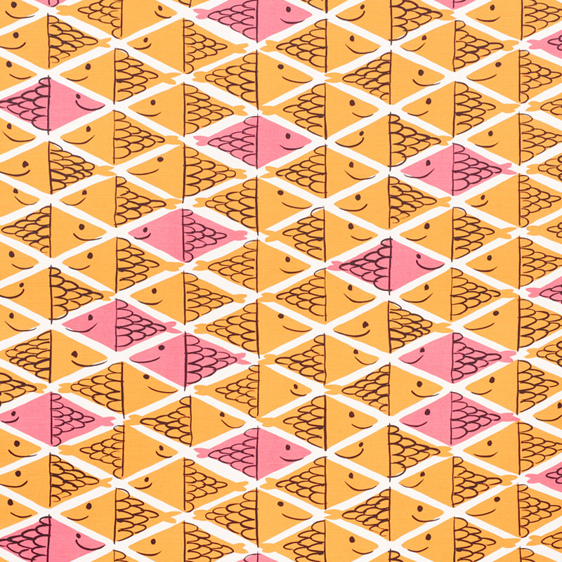 Schumacher Fish School Orange & Pink Fabric