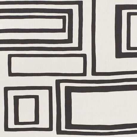 Schumacher Large Open Boxes Black Fabric - Eade's Wallpaper
