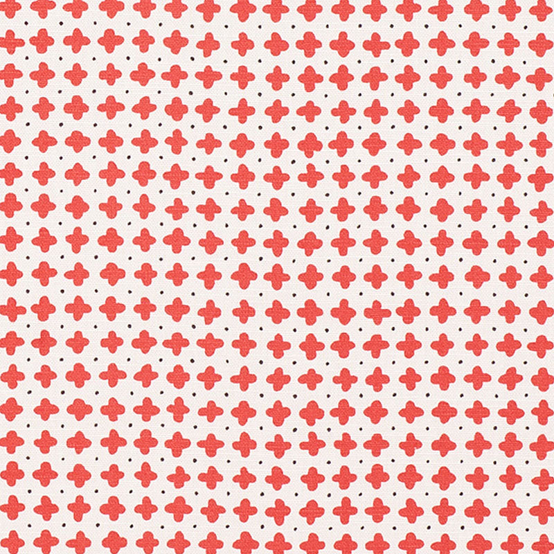 Schumacher Polka Red Fabric - Eade's Wallpaper
