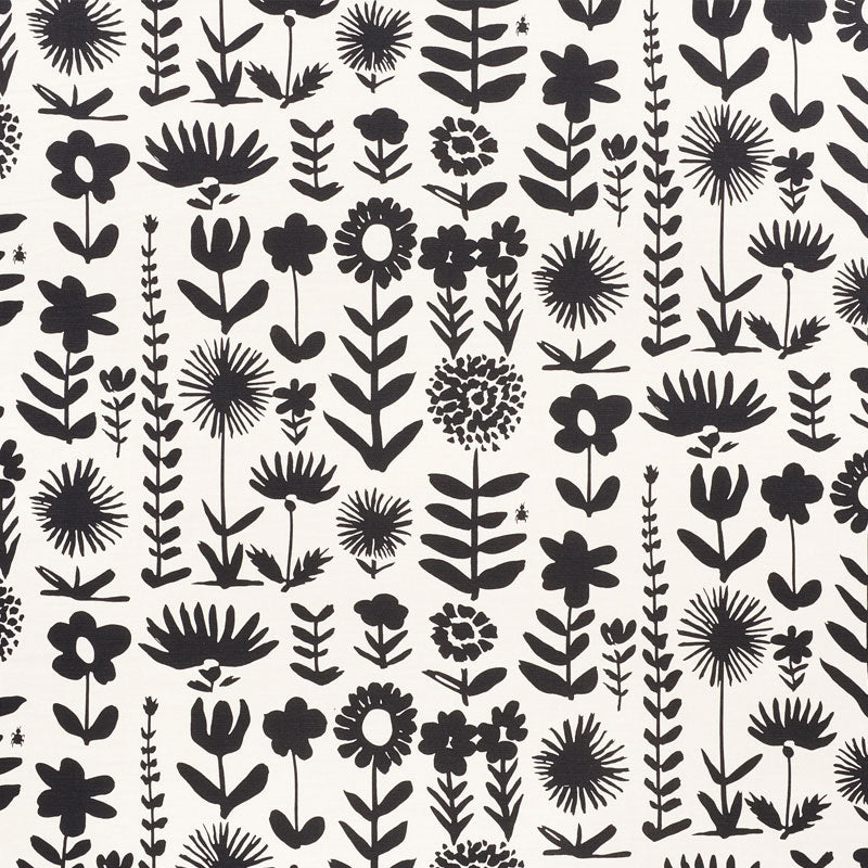 Schumacher Wild Things Black Fabric - Eade's Wallpaper