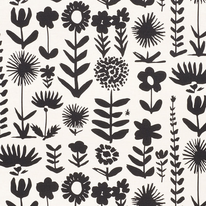 Schumacher Wild Things Black Fabric - Eade's Wallpaper