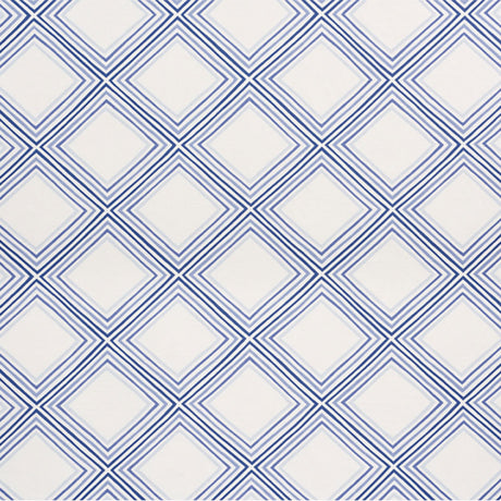Schumacher Square Dance Blue Fabric - Eade's Wallpaper