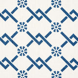 Schumacher Fretwork Flower Pacific Fabric