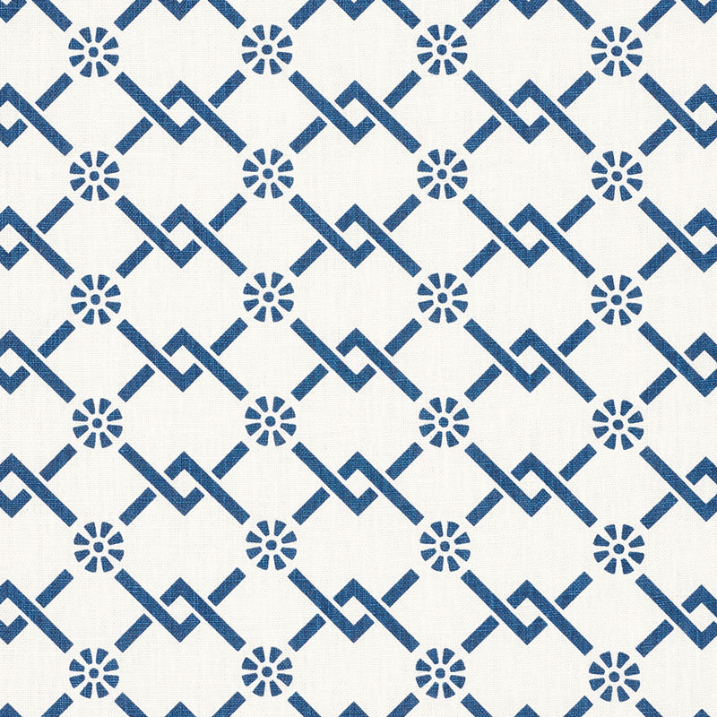 Schumacher Fretwork Flower Pacific Fabric