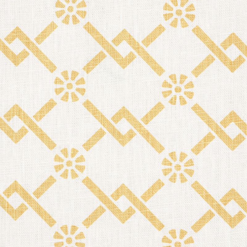Schumacher Fretwork Flower Saffron Fabric