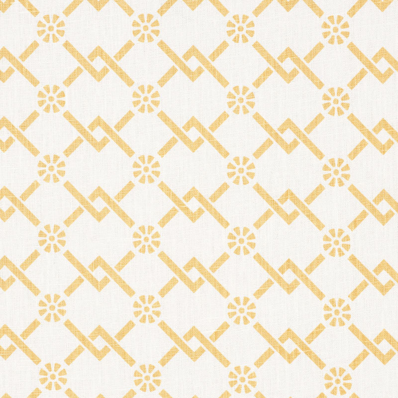 Schumacher Fretwork Flower Saffron Fabric