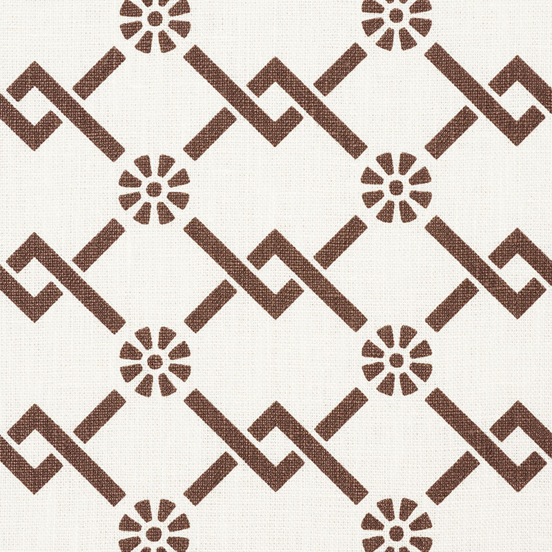 Schumacher Fretwork Flower Chestnut Fabric