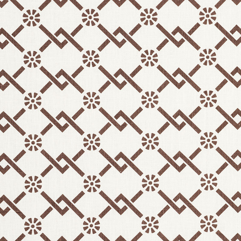 Schumacher Fretwork Flower Chestnut Fabric
