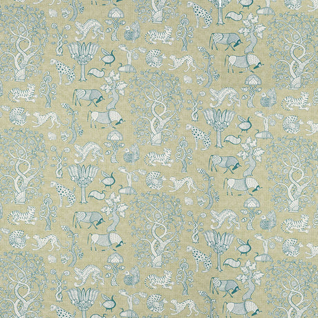 Schumacher Animalia Peacock & Leaf Fabric