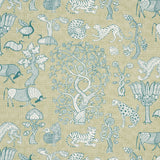 Schumacher Animalia Peacock & Leaf Fabric
