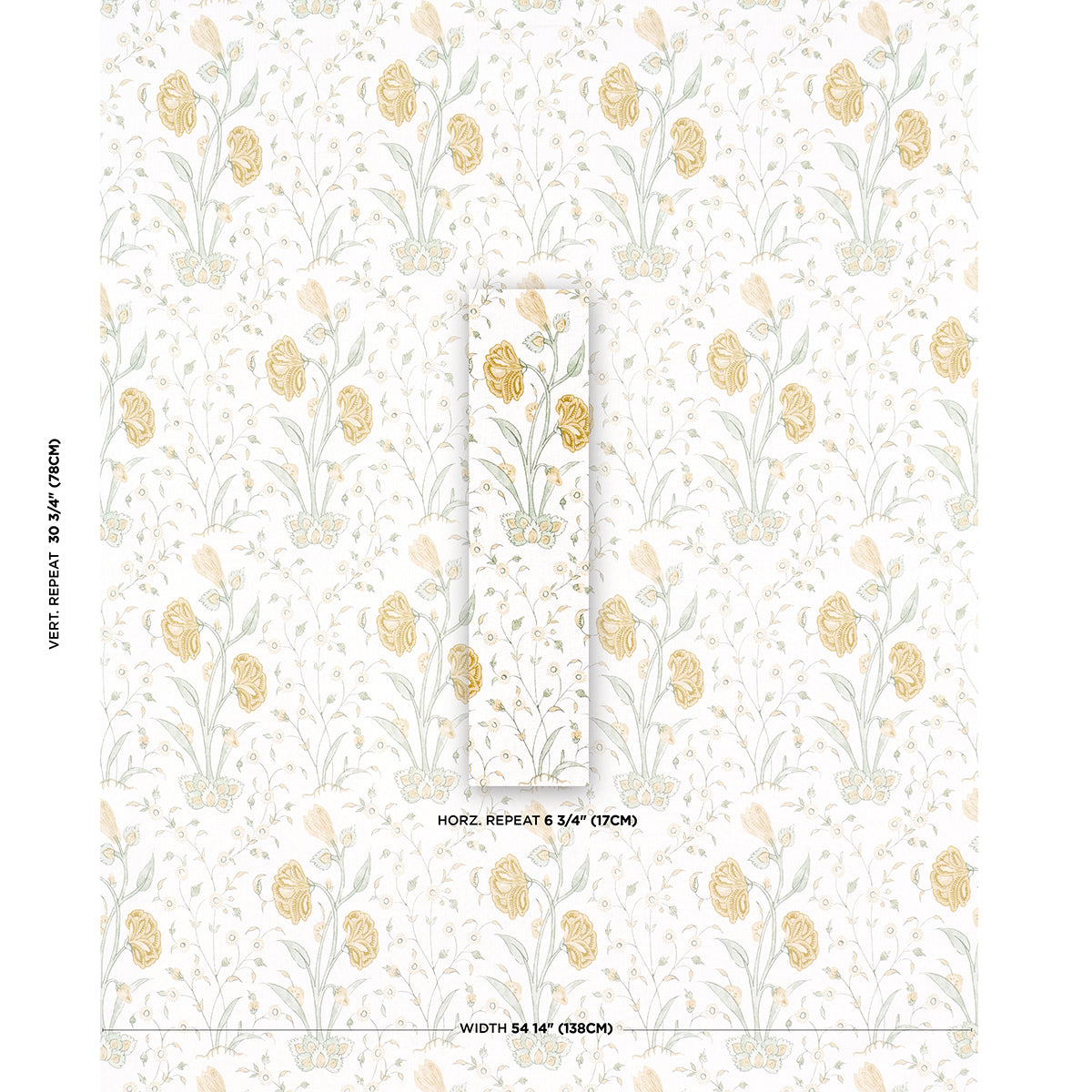 Schumacher Khilana Floral Marigold Fabric - Eade's Wallpaper