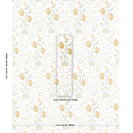 Schumacher Khilana Floral Marigold Fabric - Eade's Wallpaper