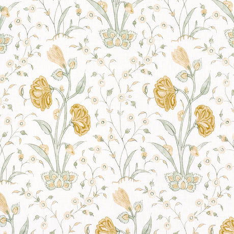 Schumacher Khilana Floral Marigold Fabric - Eade's Wallpaper