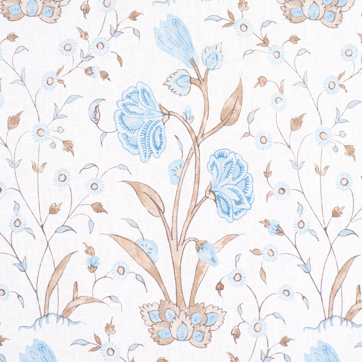 Schumacher Khilana Floral Sky Fabric - Eade's Wallpaper