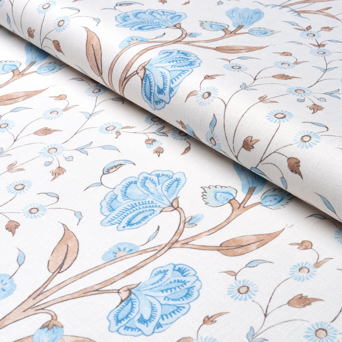 Schumacher Khilana Floral Sky Fabric - Eade's Wallpaper
