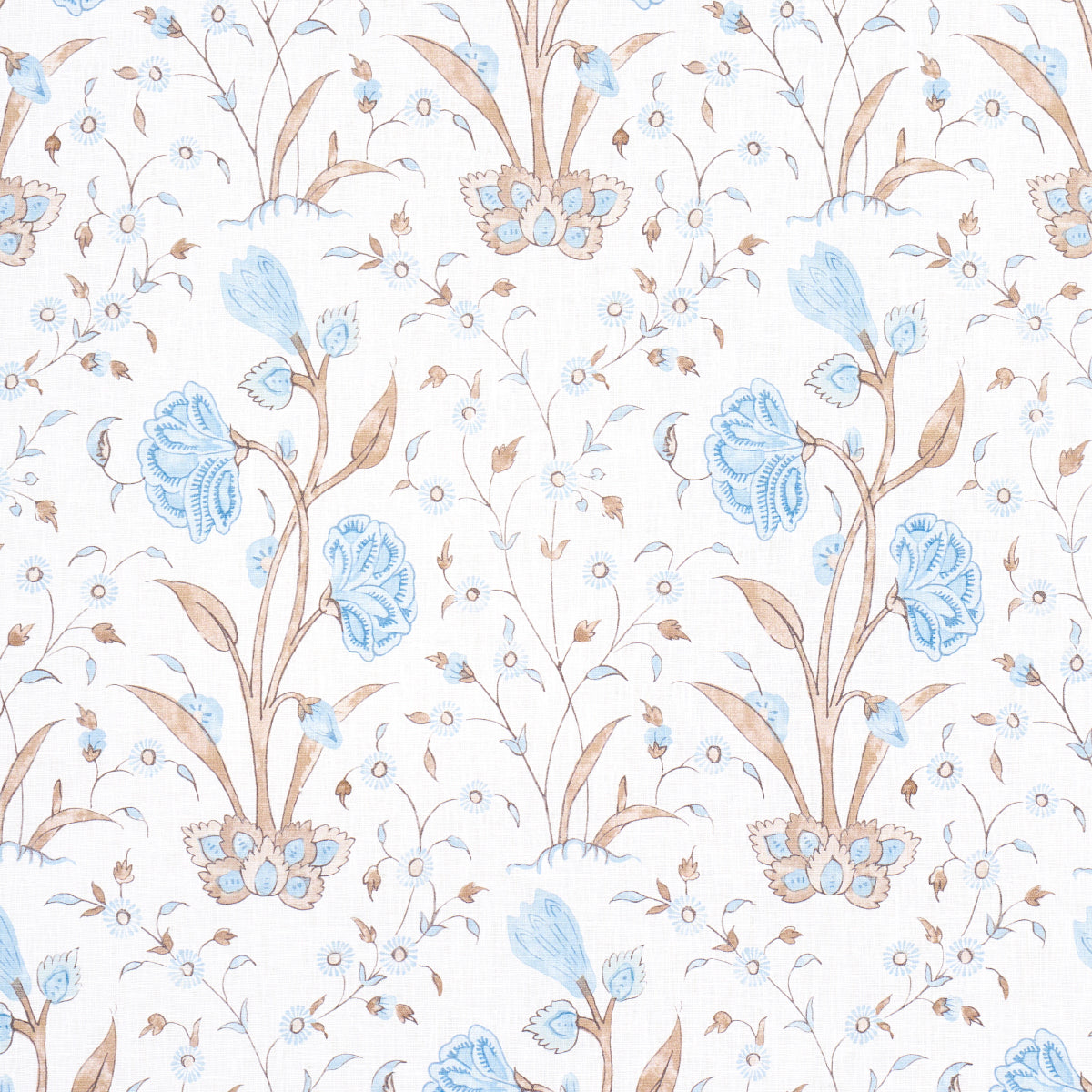 Schumacher Khilana Floral Sky Fabric - Eade's Wallpaper