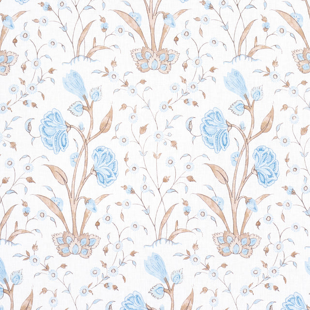 Schumacher Khilana Floral Sky Fabric - Eade's Wallpaper