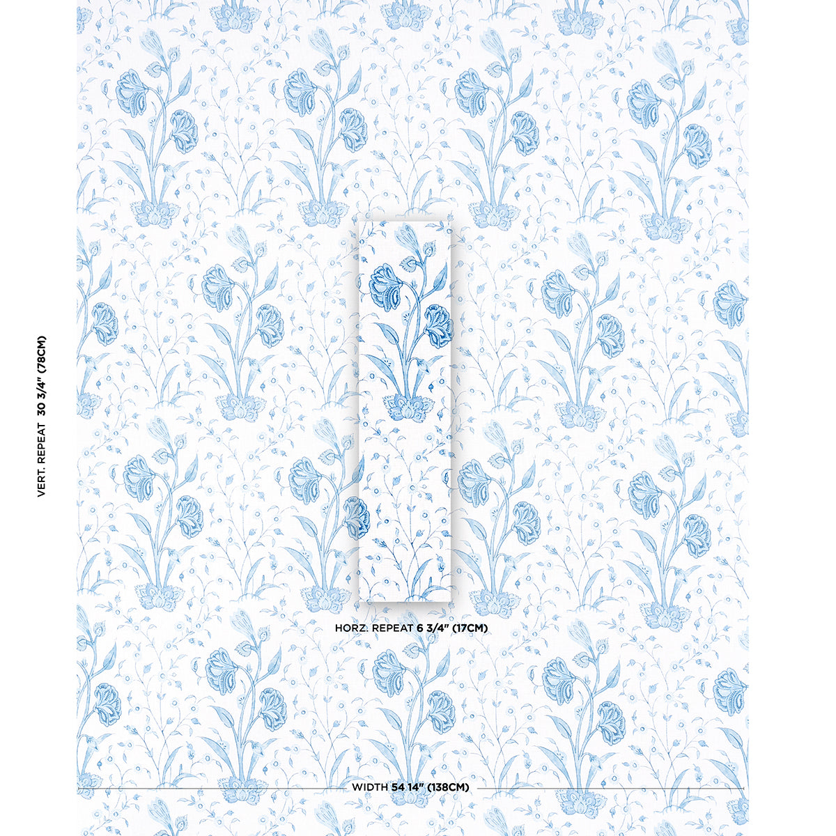 Schumacher Khilana Floral Porcelain Fabric - Eade's Wallpaper