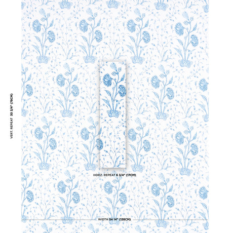 Schumacher Khilana Floral Porcelain Fabric - Eade's Wallpaper