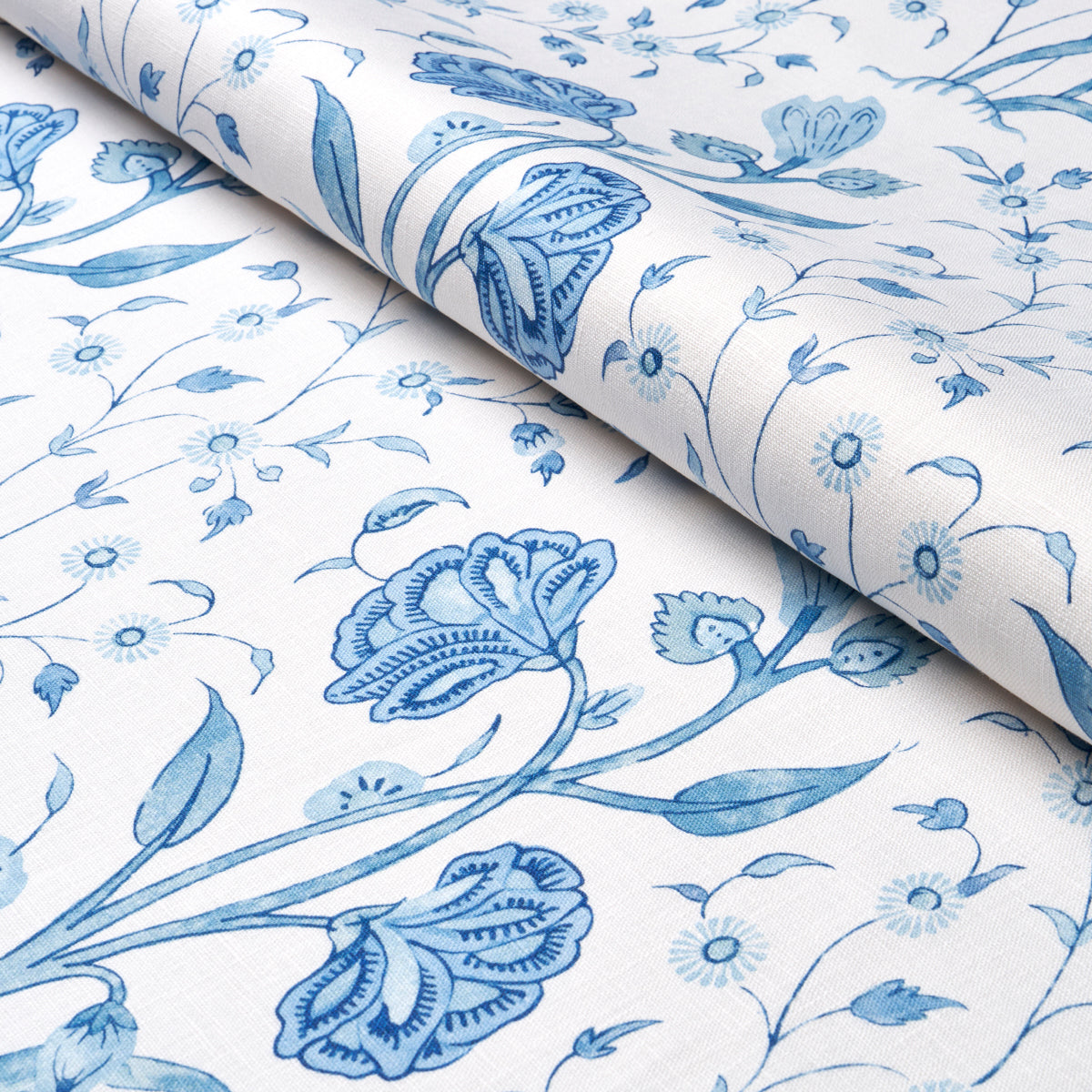 Schumacher Khilana Floral Porcelain Fabric - Eade's Wallpaper