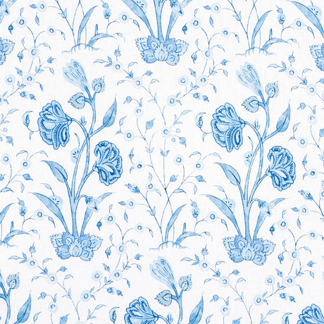Schumacher Khilana Floral Porcelain Fabric - Eade's Wallpaper