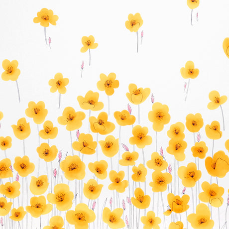 Schumacher Wild Poppies Panel Orange Fabric - Eade's Wallpaper