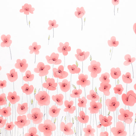 Schumacher Wild Poppies Panel Pink Fabric - Eade's Wallpaper
