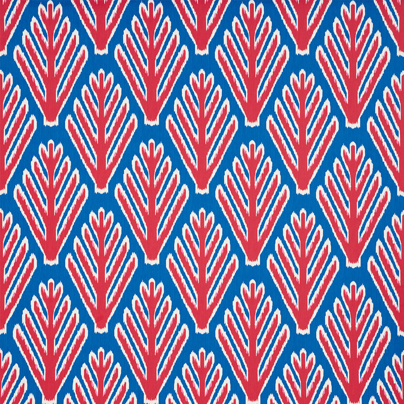Schumacher Bodhi Tree Blue & Red Fabric