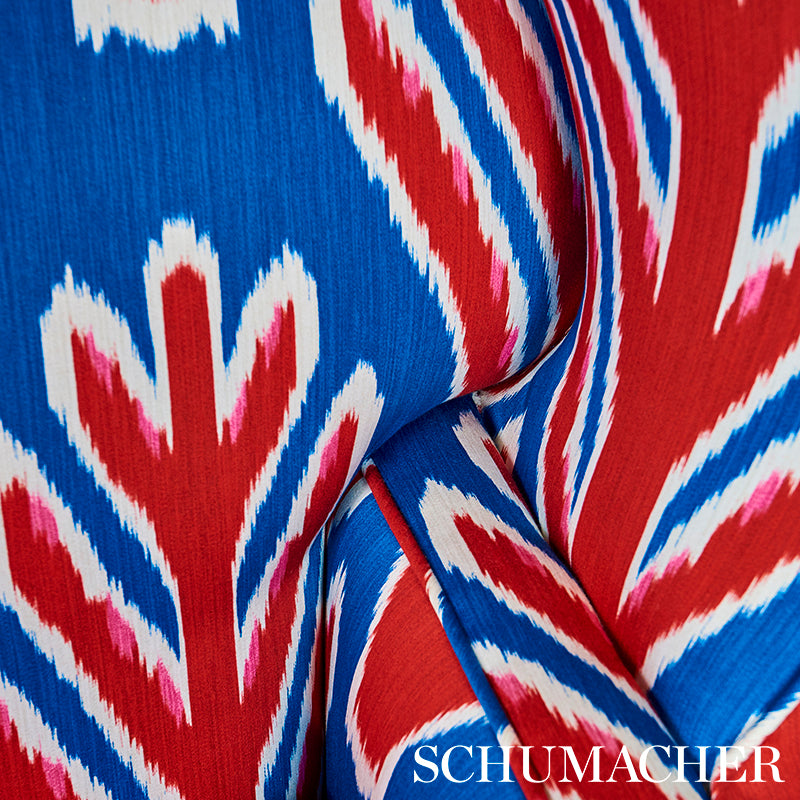 Schumacher Bodhi Tree Blue & Red Fabric