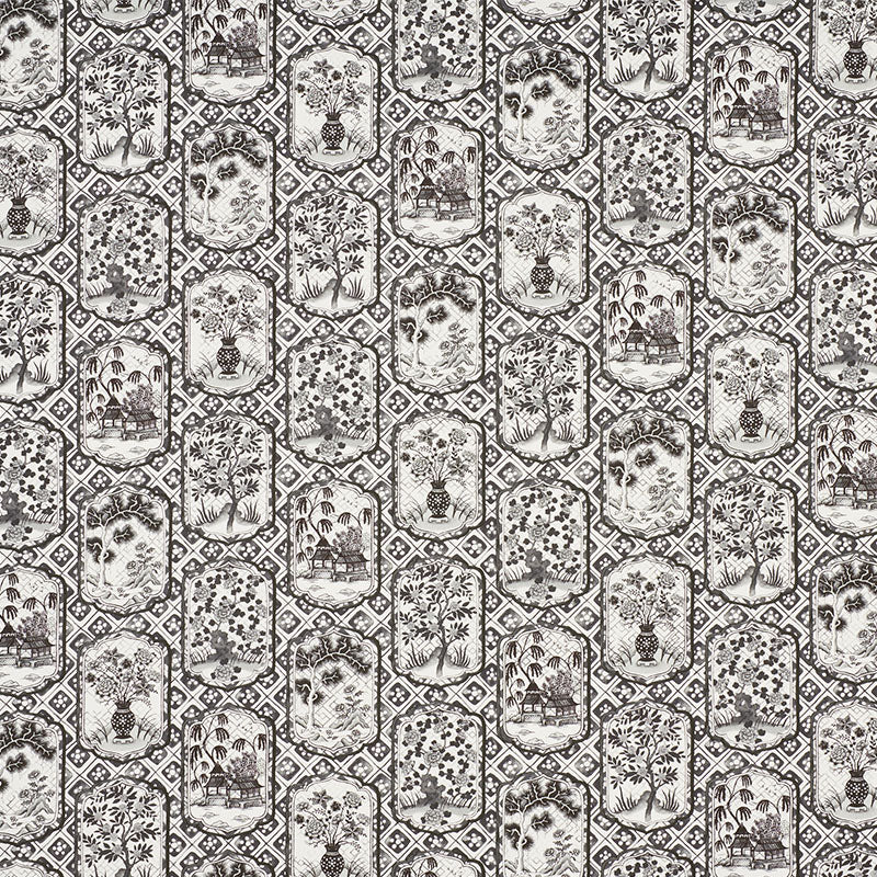 Schumacher Ting Ting Black Fabric - Eade's Wallpaper