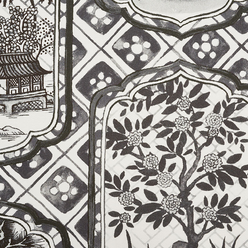 Schumacher Ting Ting Black Fabric - Eade's Wallpaper