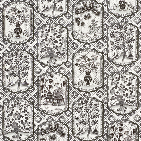 Schumacher Ting Ting Black Fabric - Eade's Wallpaper