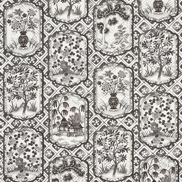 Schumacher Ting Ting Black Fabric - Eade's Wallpaper