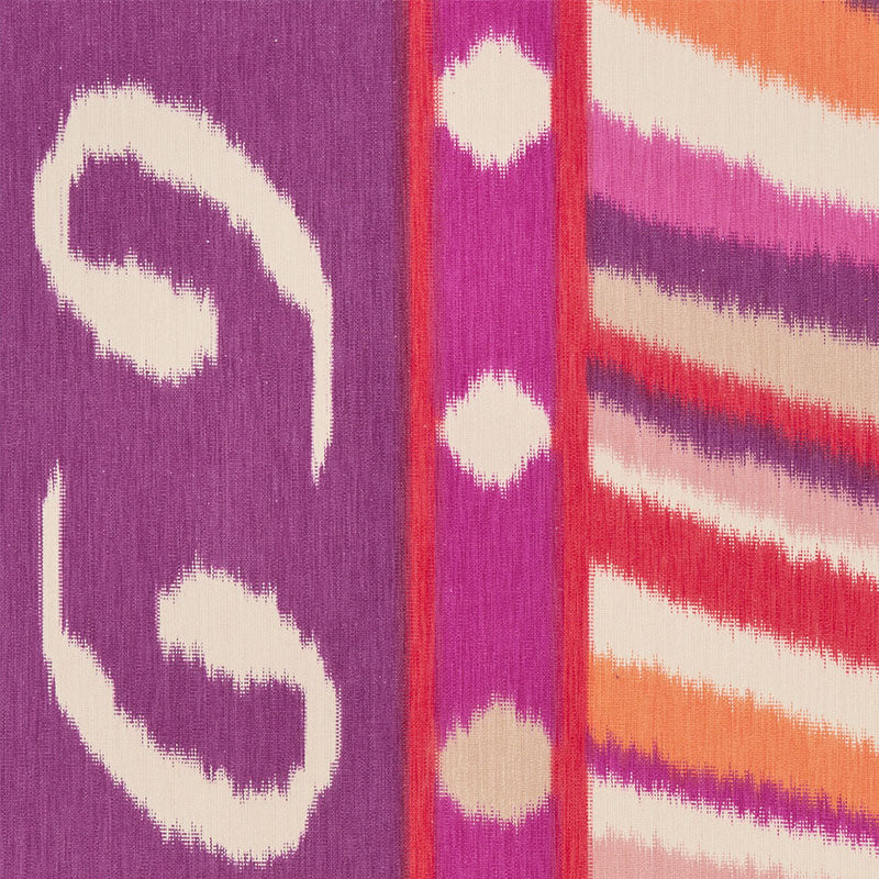 Schumacher Terence Ikat Magenta Fabric - Eade's Wallpaper