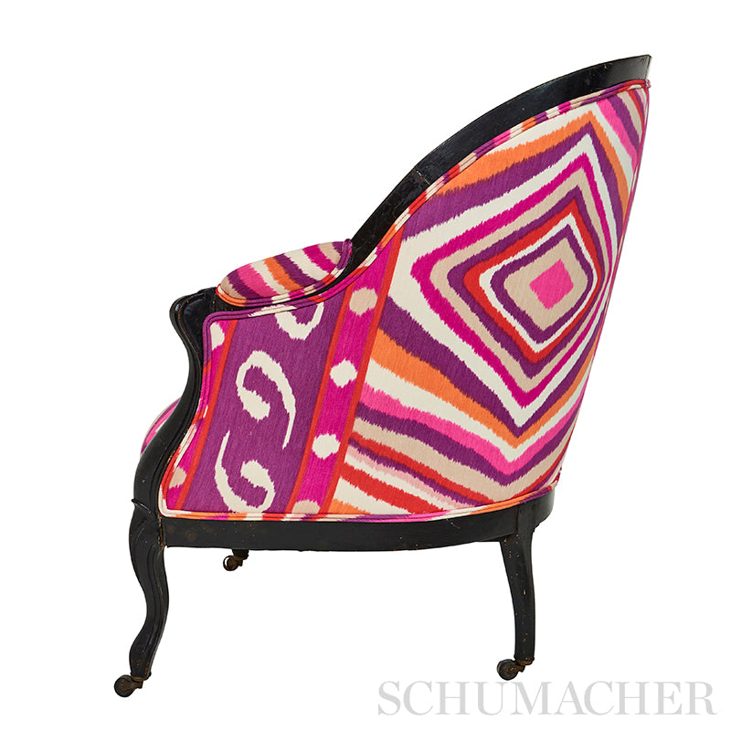 Schumacher Terence Ikat Magenta Fabric - Eade's Wallpaper