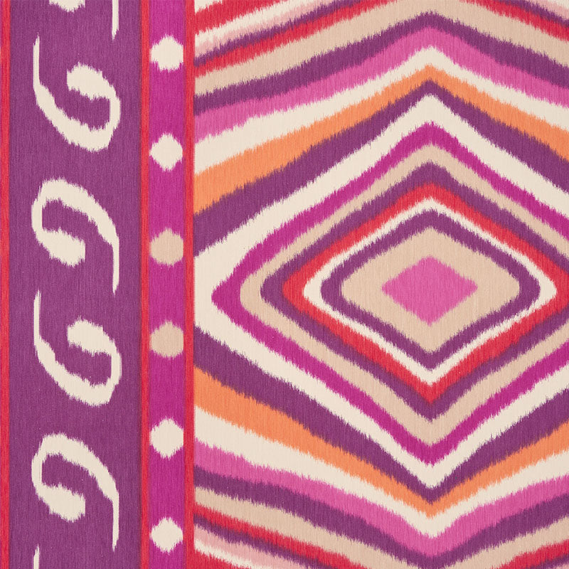 Schumacher Terence Ikat Magenta Fabric - Eade's Wallpaper