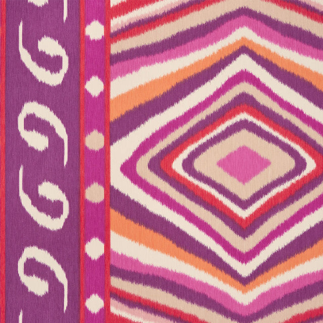 Schumacher Terence Ikat Magenta Fabric - Eade's Wallpaper