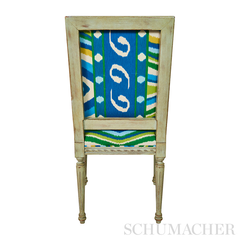 Schumacher Terence Ikat Peacock Fabric - Eade's Wallpaper