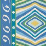 Schumacher Terence Ikat Peacock Fabric - Eade's Wallpaper