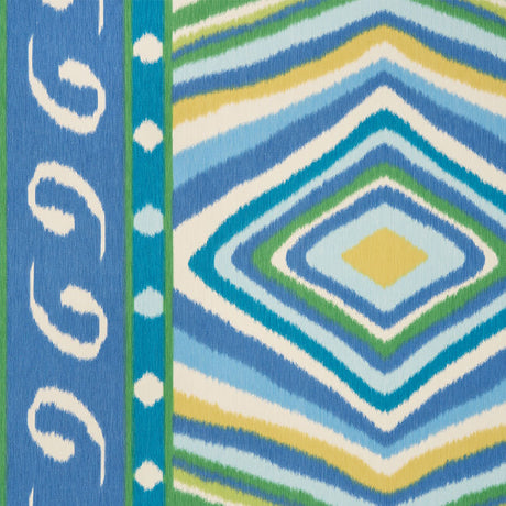 Schumacher Terence Ikat Peacock Fabric - Eade's Wallpaper