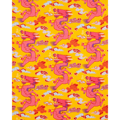 Schumacher Magical Ming Dragon Yellow Fabric - Eade's Wallpaper