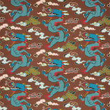 Schumacher Magical Ming Dragon Brown Fabric - Eade's Wallpaper