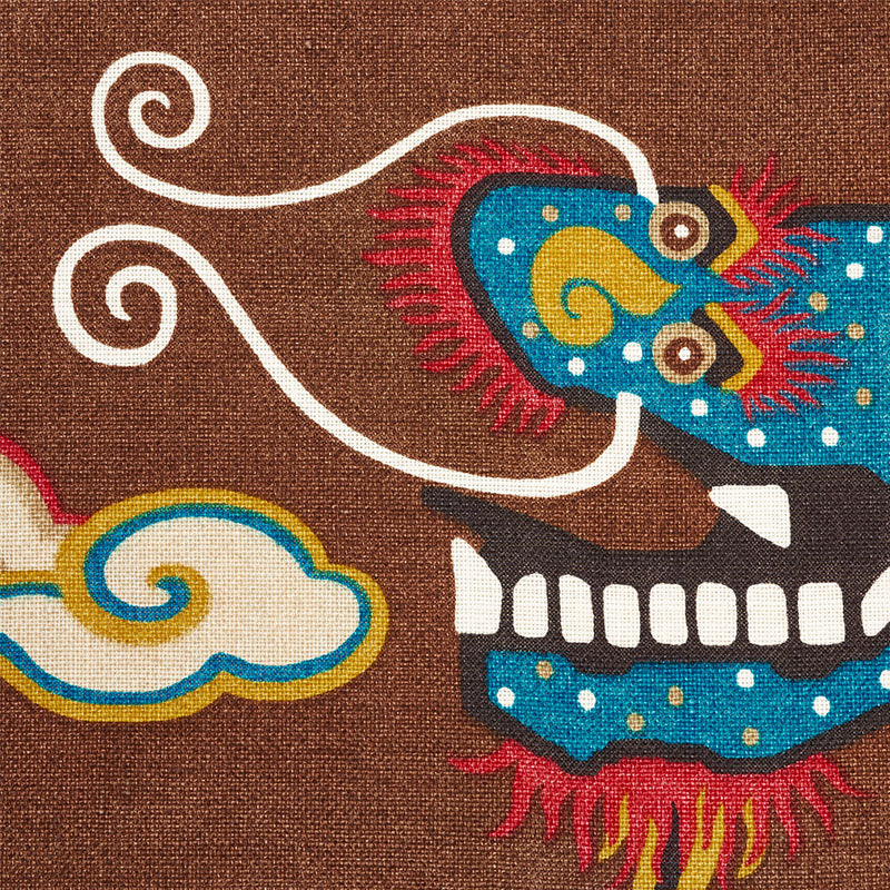 Schumacher Magical Ming Dragon Brown Fabric - Eade's Wallpaper