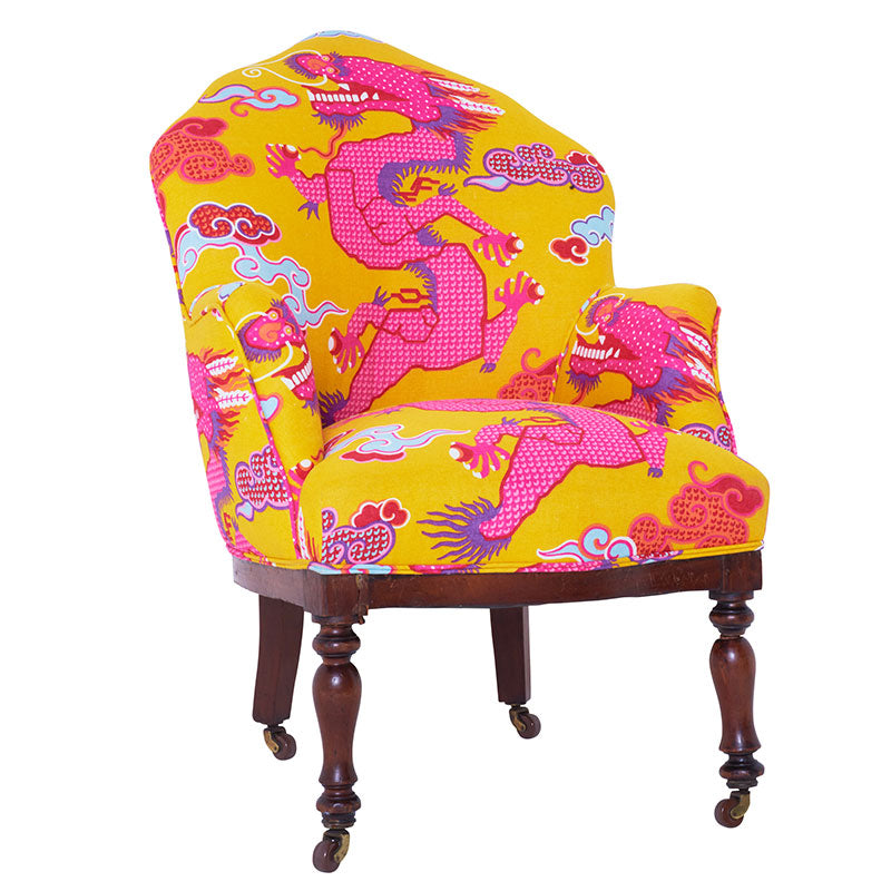 Schumacher Magical Ming Dragon Brown Fabric - Eade's Wallpaper