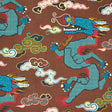Schumacher Magical Ming Dragon Brown Fabric - Eade's Wallpaper